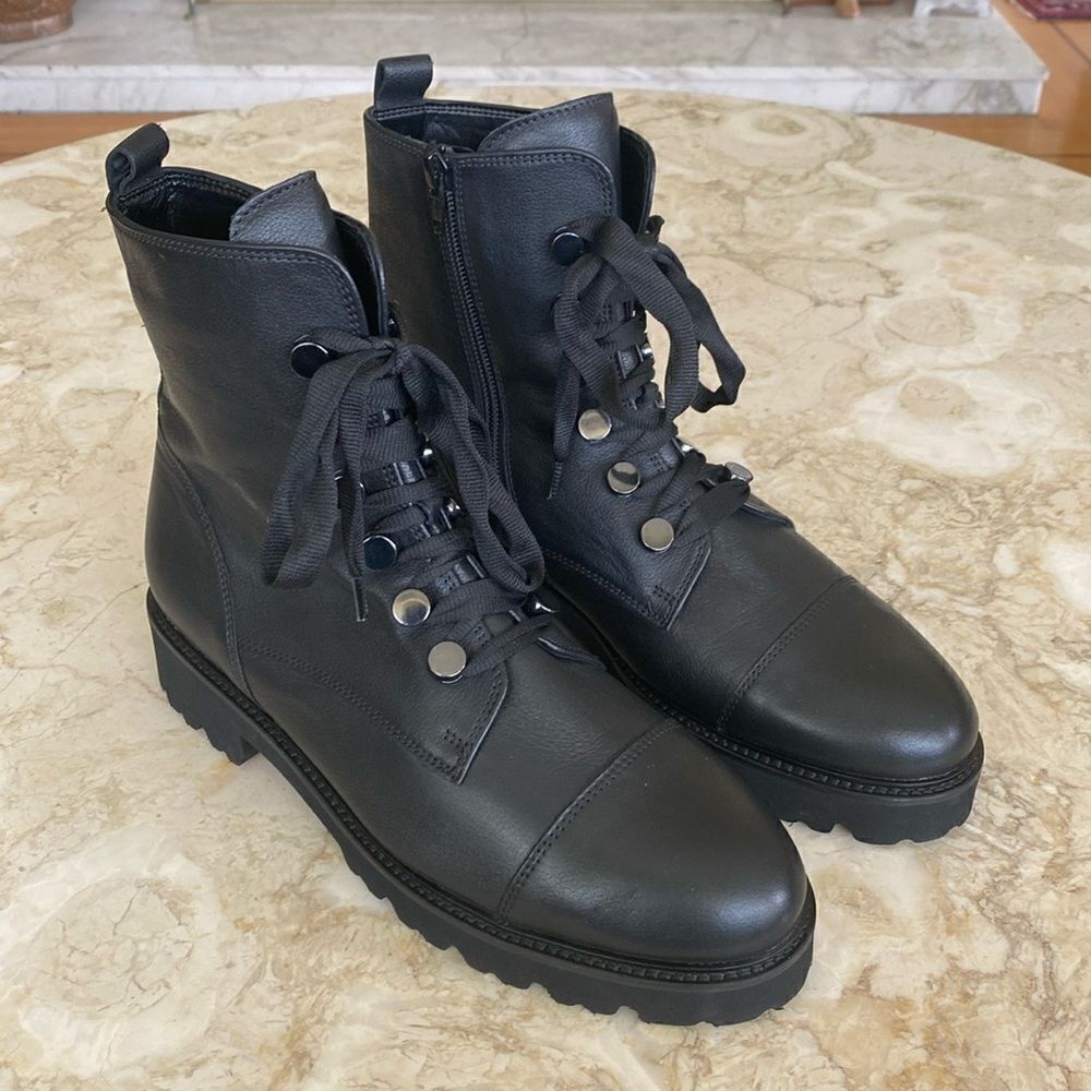 Gabor Black Leather Biker Boots - As New